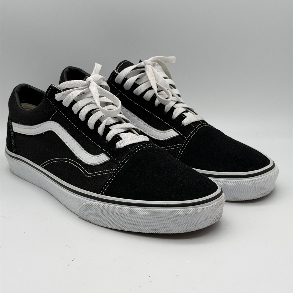 Vans Old Skool Mens Size 12 Black White Suede Canvas Skate Shoes Sneakers
